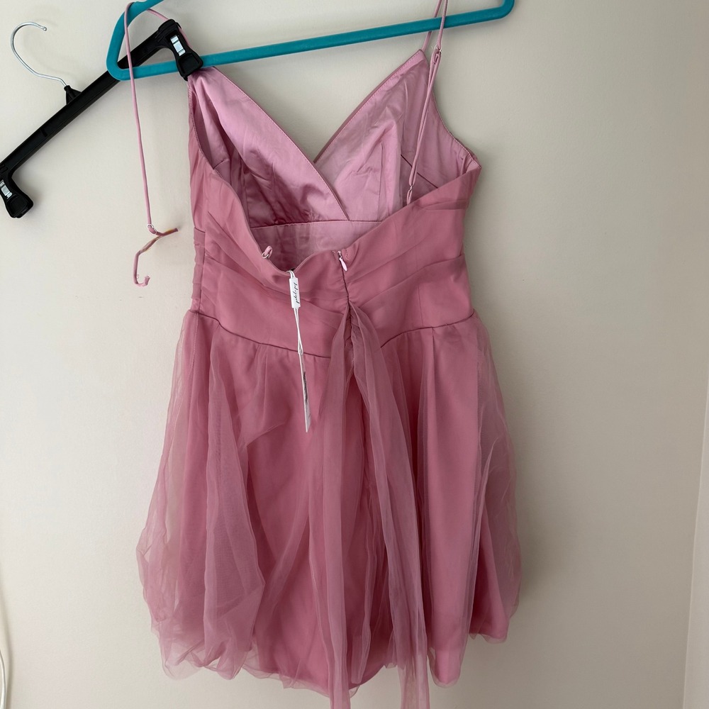 Petal and Pup Pink Tulle Mini Dress V-Neck Pleated Party DA12433 Large - Picture 4 of 9